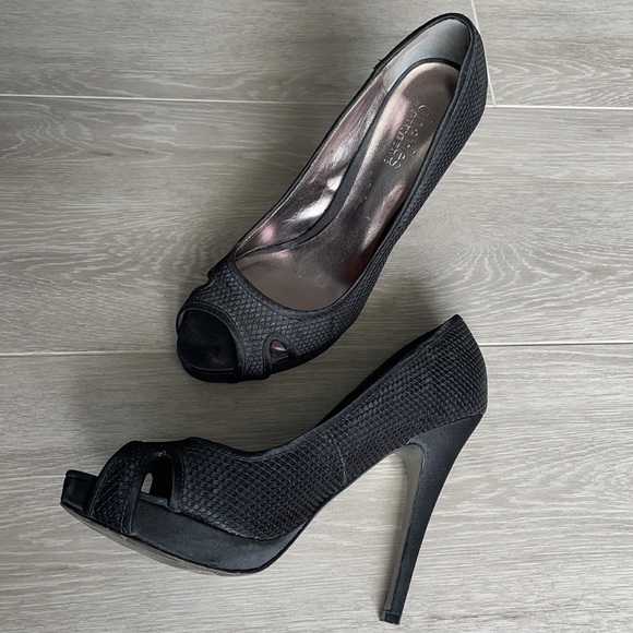 Charles David black net peeptoe heels - Picture 2 of 7